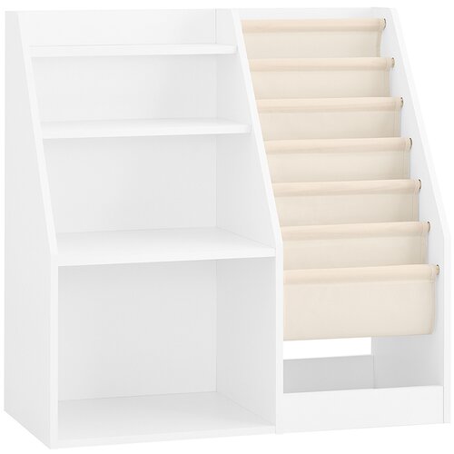 SoBuy otro&amp;scaron;ka knjižna omara Montessori s tremi policami in ko&amp;scaron;aro bela 80x40x80 cm, (5000009217) Slike