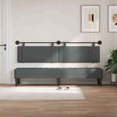  Držeće uzglavlje Zidne Tamno siva 210 x 55 x 5 cm tkanina - Tamno siva 200 cm bez LED svjetla Slike