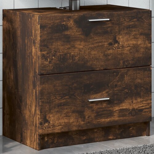  The Living Store Omarica za umivalnik dimljen hrast 59x37x59 cm inženirski les - Omarica Za Umivalnik, (21486460) Slike