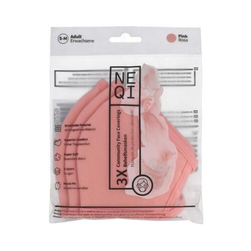 NEQI Adult Community Face Coverings S-M Pink zaščitna maska 3 kos Cene