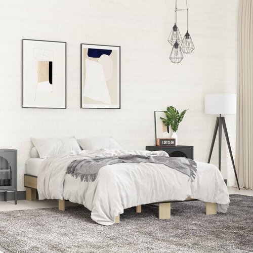 VidaXL Okvir kreveta boja hrasta 120x200 cm konstruirano drvo i metal Slike