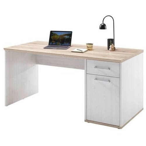 Landscape pisalna miza leseni material bela, barve hrasta Slike