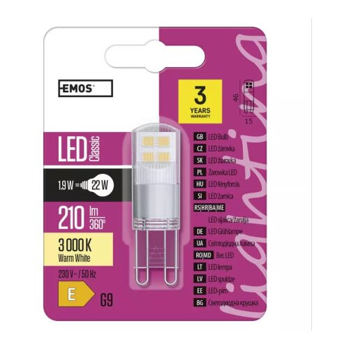 Emos LED sijalica classic jc 1,9w g9 ww zq9526 ( 3108 ) Slike