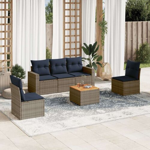  Vrtna garnitura - 6-dijelni set vrtnih sofa od poliratana s jastucima sivi - Siva 1 Cijene