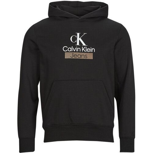 Calvin Klein Jeans Puloverji STACKED ARCHIVAL HOODY Črna Slike