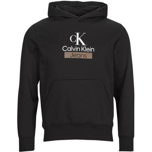 Calvin Klein Jeans Puloverji STACKED ARCHIVAL HOODY Črna