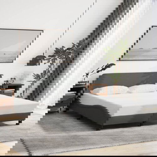  The Living Store Posteljni okvir brez vzmetnice temno siv 140x200 cm tkanina - Posteljni Okvir, (21447536) Slike