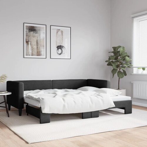 vidaXL Izvlečna dnevna postelja temno črna 80x200 cm blago Cene