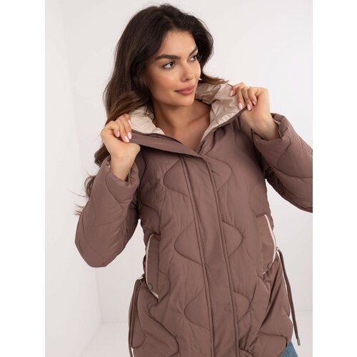 Fashionhunters Brown quilted polo season jacket with lining Cijene