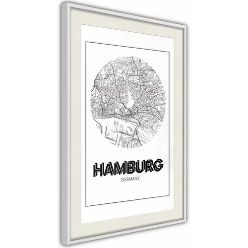  Poster - City Map: Hamburg (Round) 20x30
