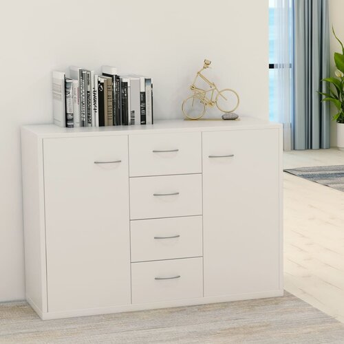 VidaXL Komoda bela 88x30x65 cm iverna plo&amp;scaron;ča Slike