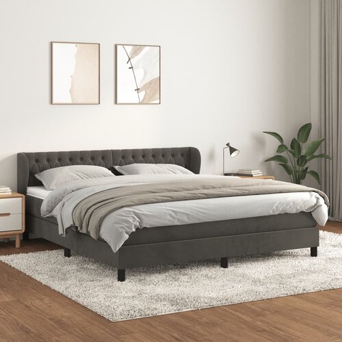 The Living Store Box spring postelja z vzmetnico temno siva 180x200 cm žamet - Box Spring Postelja, (21491480) Slike