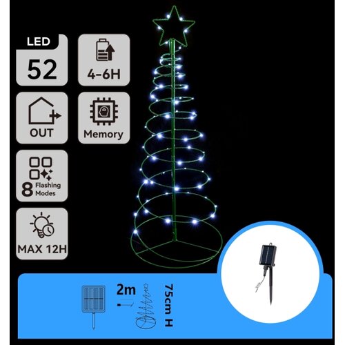 Aigostar led solarna božićna dekoracija LED/0,26W/3,7V 75cm IP65 hladna bela Slike
