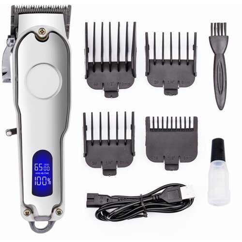 INF strojček za striženje las z dodatki 2000 mah polnilna baterija nizka raven hrupa silver, (21278453) Slike