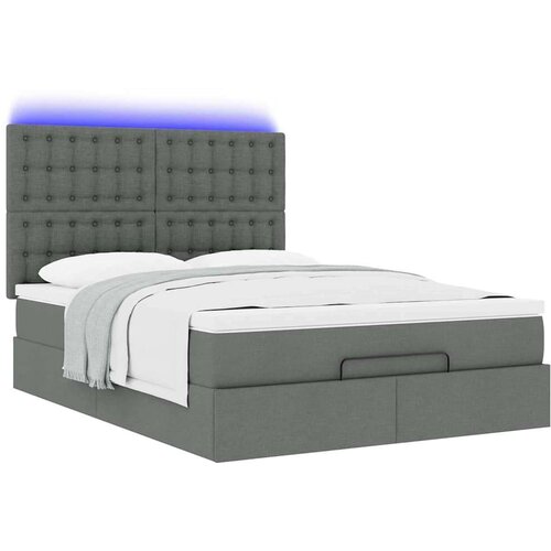 VidaXL otomanski krevet s madracem i LED tamnosivi 140x190 cm tkanine Slike