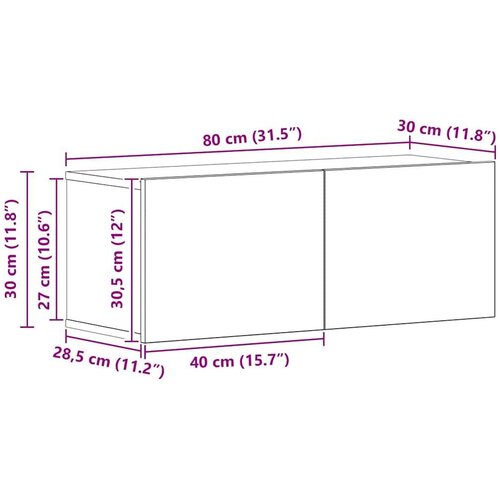VidaXL Set TV stalka s policom Zidne Ostalo s pohranom s vratima 2 pcs hrast artisan 80 x 30 x 30 cm Slike