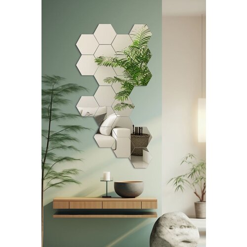 Hanah home Ogledalo Hexagon, 20 delova, Srebrne boje Cene