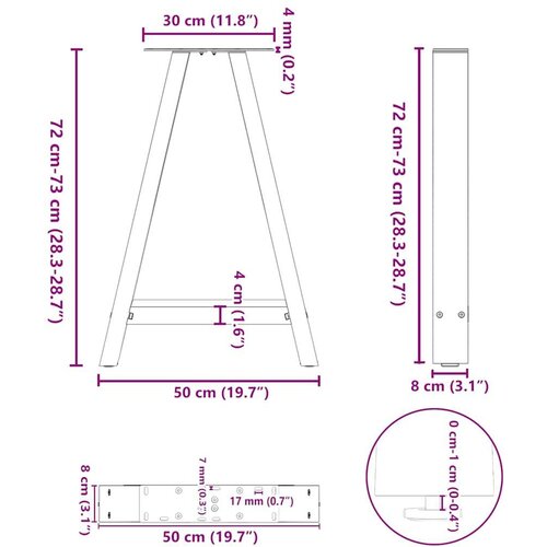  Noge stolića za kavu A-oblika 2 kom antracit 50x(72-73)cm čelik Slike