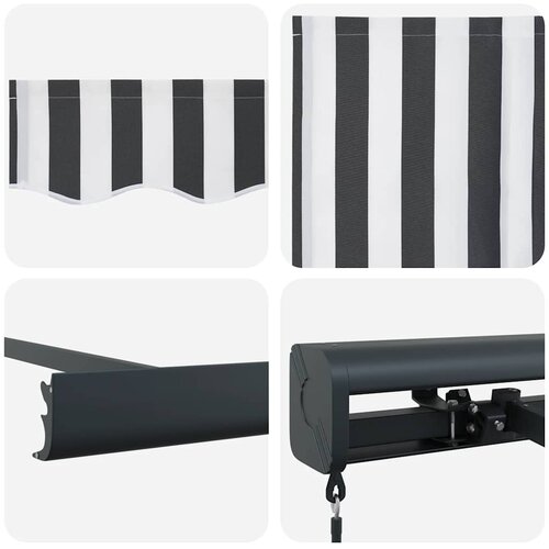 Tenda na uvlačenje antracit i bijela 3x2,5 m tkanina i aluminij Slike