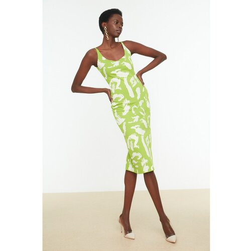 Trendyol Green Patterned Strap Knitwear Dress Slike