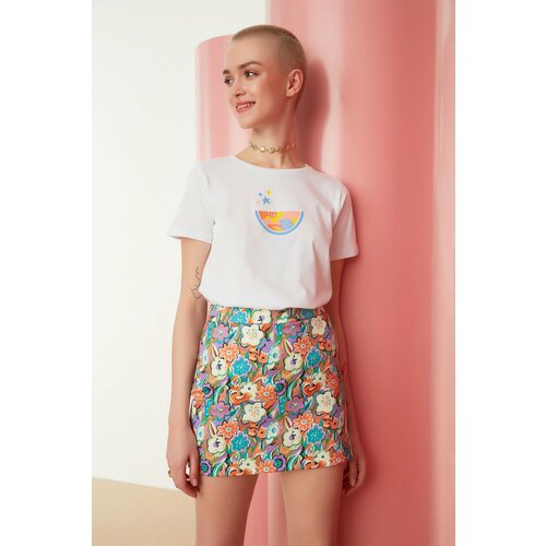 Trendyol Multicolored Floral Patterned Mini Length Woven Skirt Cene