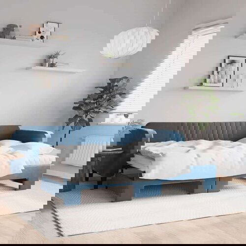  Dnevni krevet na razvlačenje plavi 80 x 200 cm baršunasti Cijene
