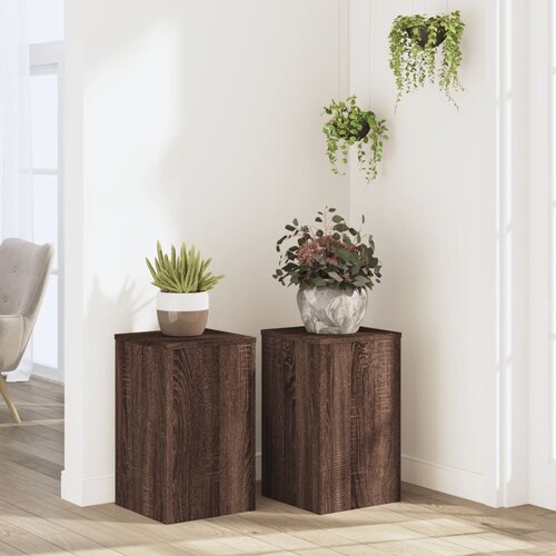 Furnova Stojalo za rastline 2 kosa rjavi hrast 30x30x50 cm inž. les, (21921542) Slike