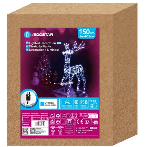 Aigostar LED Spolja&amp;scaron;nja božićna dekoracija LED/3,6W/31/230V 6500K 75cm IP44 sob Slike