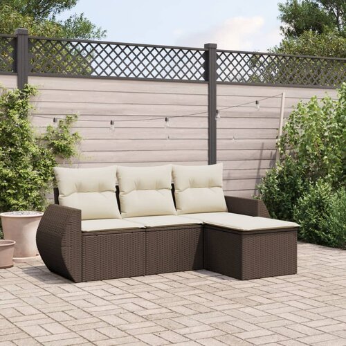VidaXL 4-dijelni set vrtnih sofa od poliratana s jastucima smeđi Slike