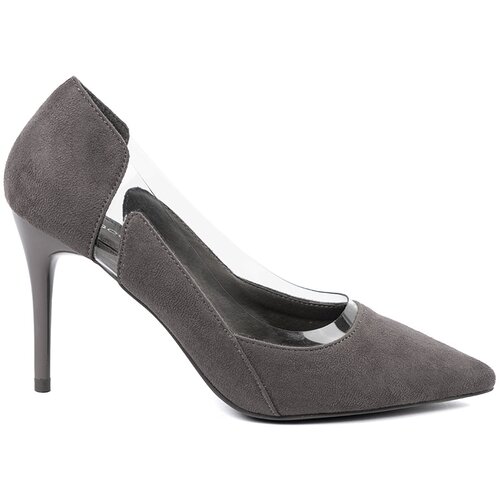 GOODIN Grey suede pumps with transparent inserts Slike