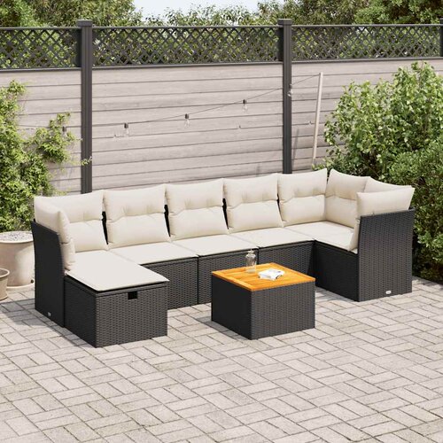 vidaXL 8-dijelni set vrtnih sofa od poliratana s jastucima crni Cijene