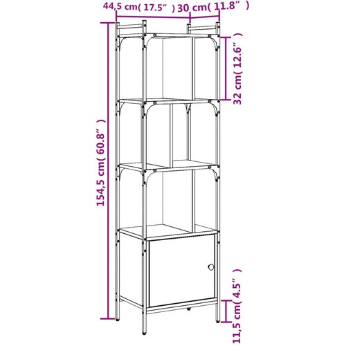  Regal za knjige s vratima boja hrasta 44,5x30x154,5 cm drveni Slike
