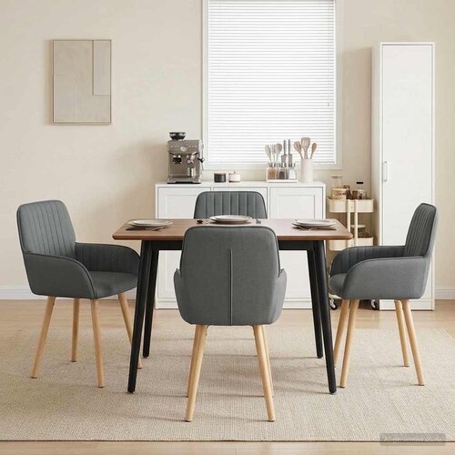 vidaXL Jedilni stoli 4 pcs Blago Temno siva 56,5 x 50 x 87,5 cm Cene