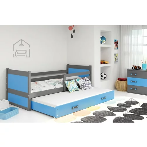 BMS Group Otroška postelja Rico z dodatnim ležiščem - 90x200 cm - grafit/modra