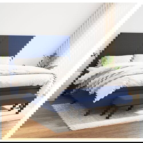 vidaXL Box spring postelja z vzmetnico moder 140x190 cm blago Cene