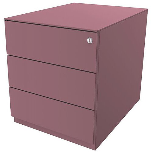 BISLEY Pomični predalnik Note™, 3 univerzalni predali, VxŠxG 502 x 420 x 565 mm, z oprijemalno letvijo in zgornjo ploščo, roza Cene