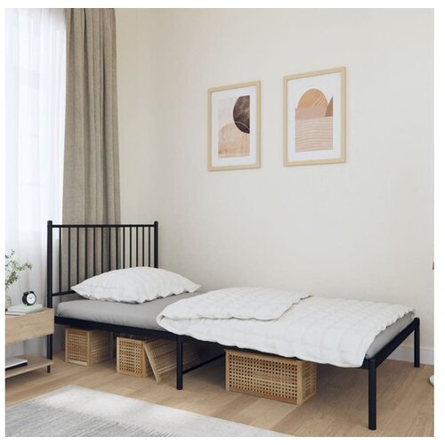  Kovinski posteljni okvir z vzglavjem črn 107x203 cm Cene