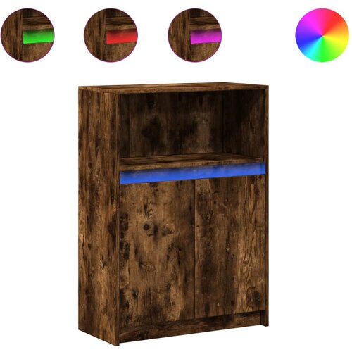 Maison Chic Komoda - Predalnik z LED dimljeni hrast 72x34x100 cm inženirski les, (21719997) Slike