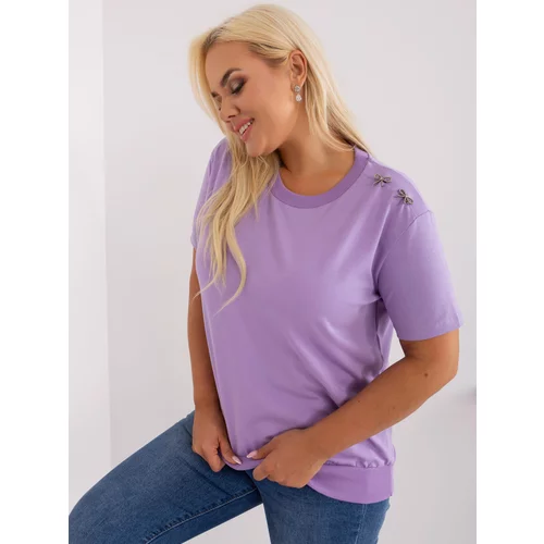 Fashion Hunters Light purple blouse plus size with brooch