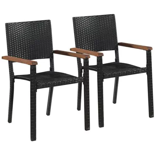  Zunanji stoli 2 kosa poli ratan črne barve