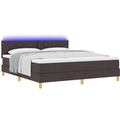 vidaXL Krevet s kutijom s madracem i LED-om tamnosmeđa 180x200 cm tkanina Cene