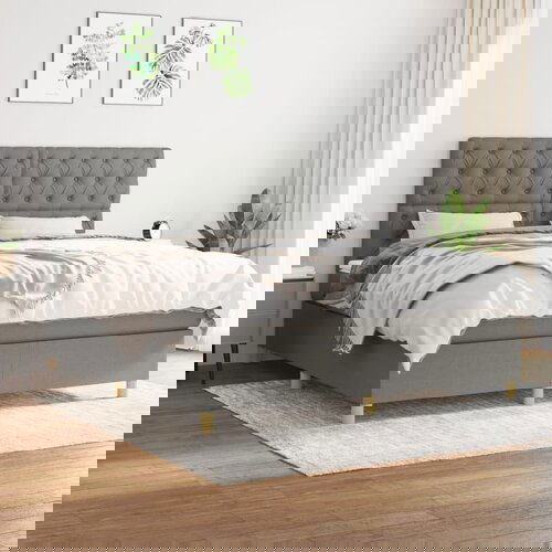The Living Store Box spring postelja z vzmetnico temno siva 160x200 cm blago - Box Spring Postelja, (21517107) Cene