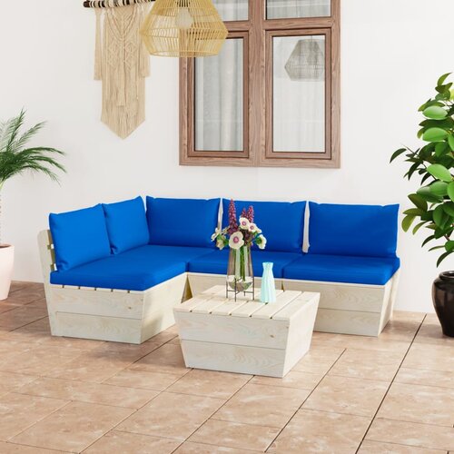 The Living Store Vrtna garnitura iz palet 5-delna z blazinami smrekovina - Vrtna Sedežna Garnitura, (21479302) Cene