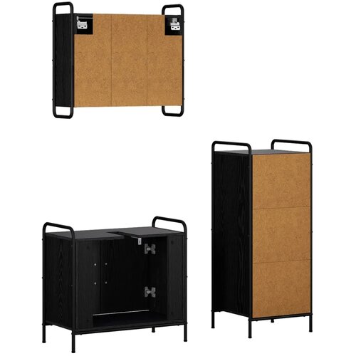  Set ormarića za kupaonicu 3 kom. Crni hrast 40 x 36 x 99 5 cm - Crni hrast Kupaonski ormarić (2 vrata) + viseći ormarić + kupaon Slike