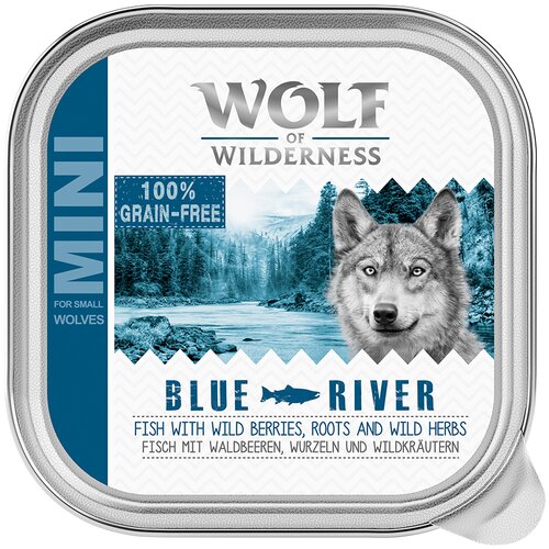 Wolf of Wilderness Adult 6 x 150 g - pladnji - Blue River - riba Slike