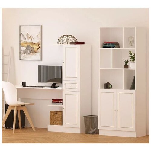 Hanah home Rb1000401558 matte white study desk &amp;amp; bookshelf Slike