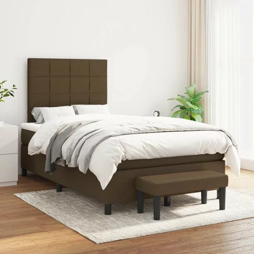 Box spring postelja z vzmetnico temno rjav 120x200 cm blago, (20899045)