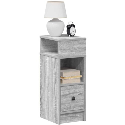 vidaXL Nočna omarica z predalom siva sonoma 25x31x66 cm Cene