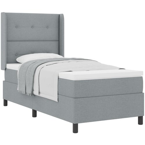 VidaXL Krevet s elastičnom podlogom i madracem Svjetlosiva 90x200 cm Tkanina Slike