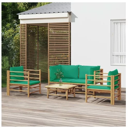  Vrtna sedežna garnitura 5-delna z zelenimi blazinami bambus